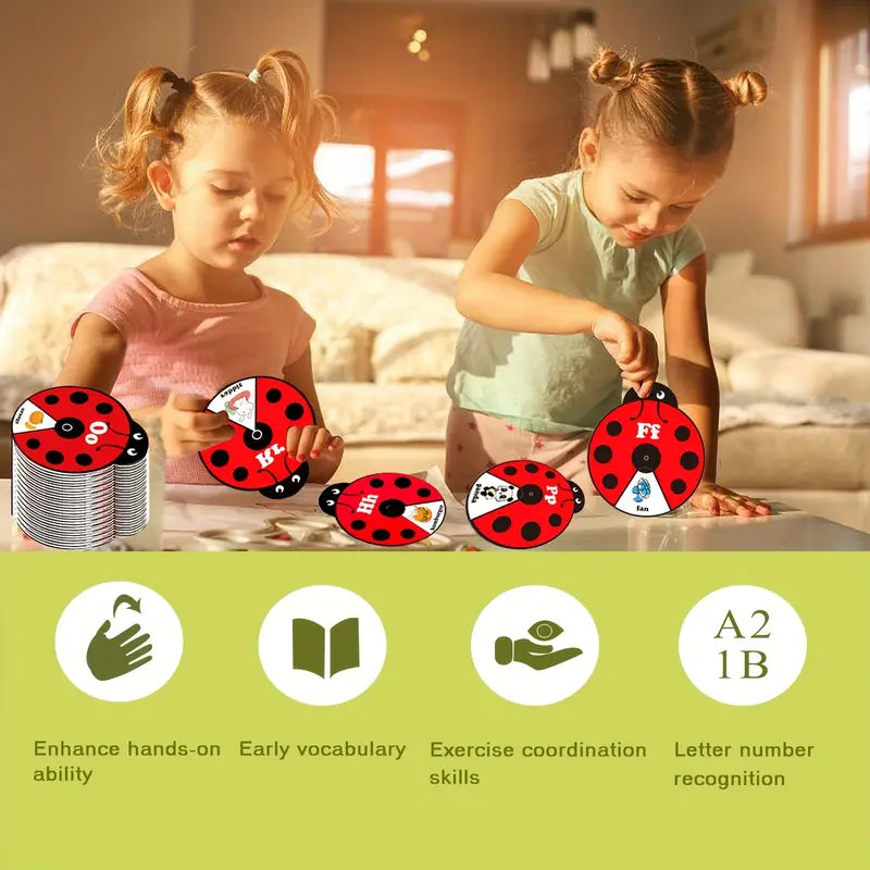 🎁Early Learning Montessori Spinning Flash Cards – 🎨ABC 123 Alphabet & Number Toy for Kids (3–5 Years)