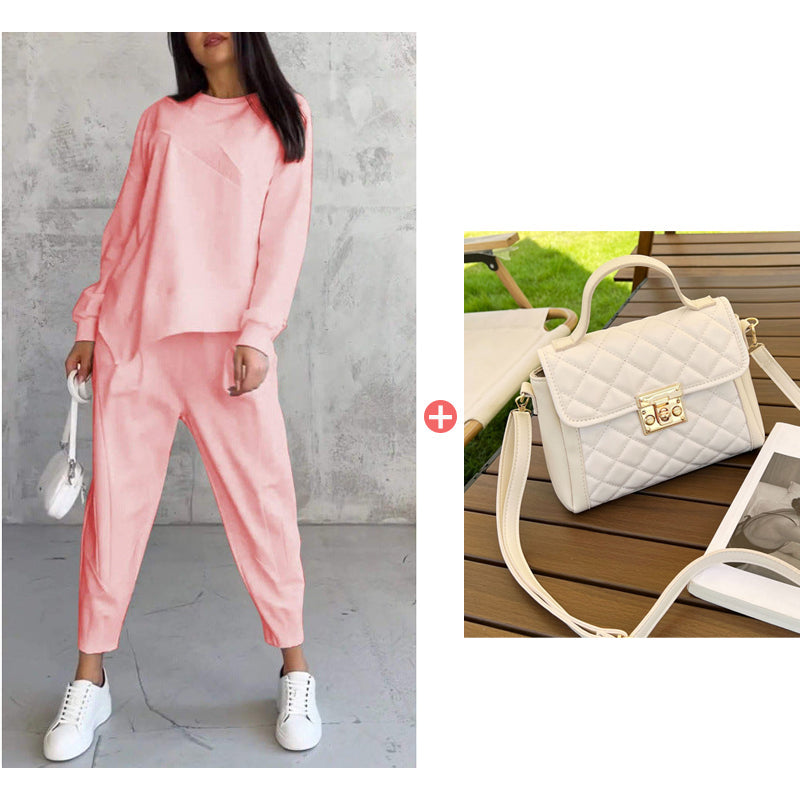 🔥Women's Irregular Hem Top & Casual Pants Set