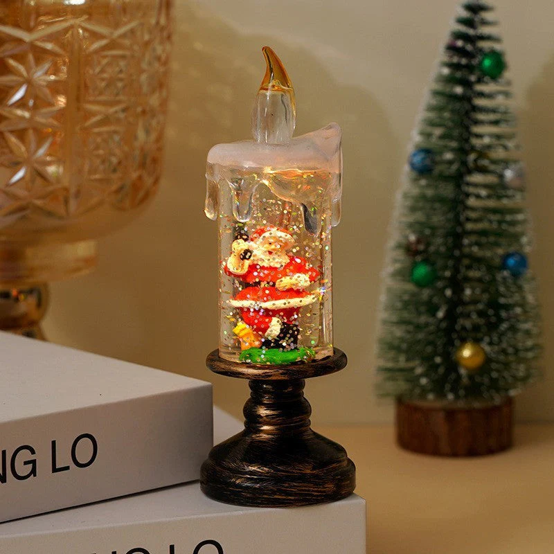 Battery Operated Lighted Christmas Snow Globe Candle