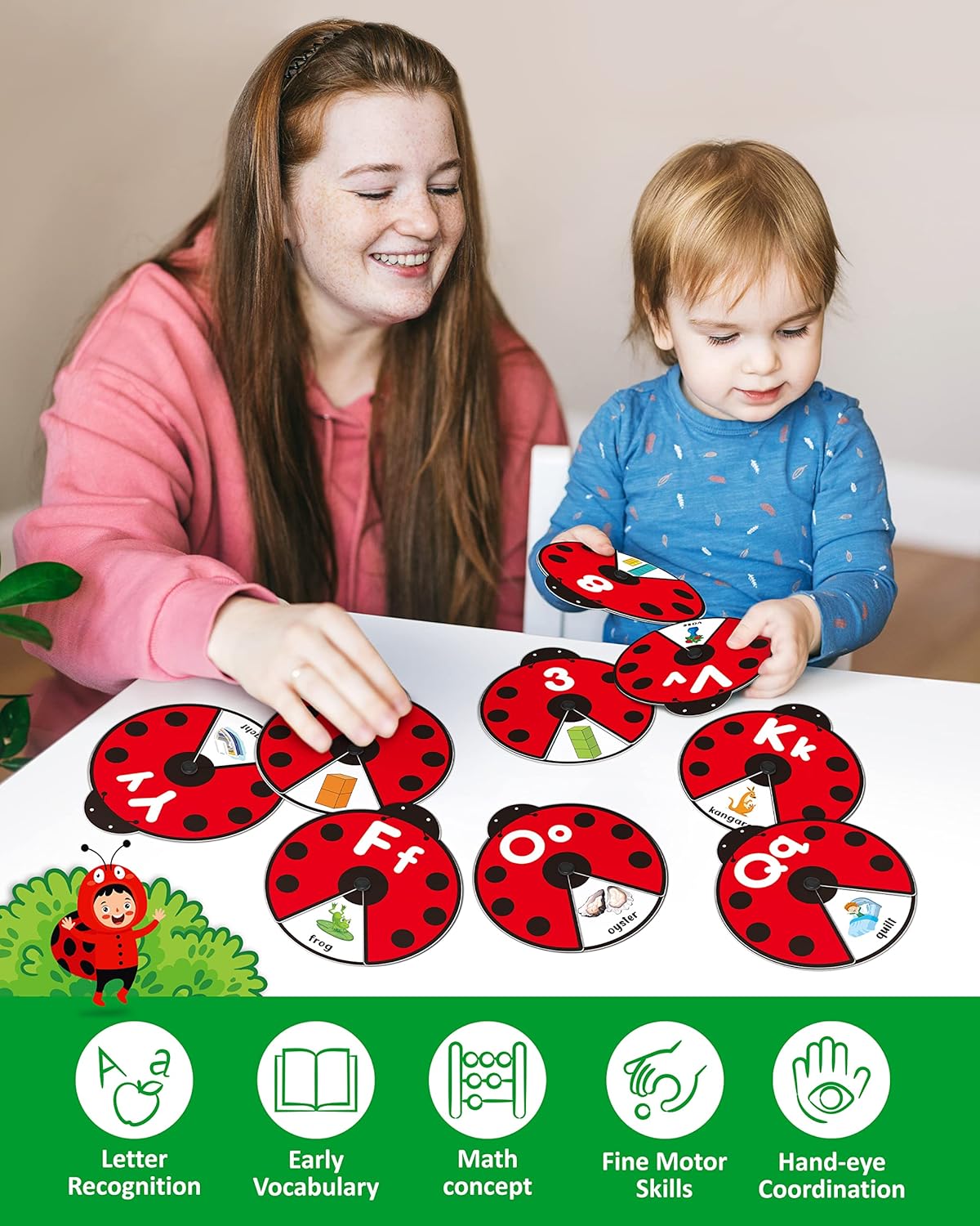 🎁Early Learning Montessori Spinning Flash Cards – 🎨ABC 123 Alphabet & Number Toy for Kids (3–5 Years)