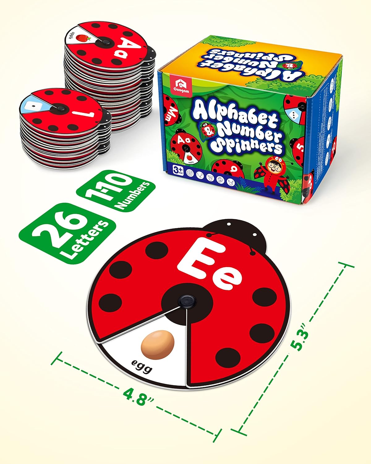 🎁Early Learning Montessori Spinning Flash Cards – 🎨ABC 123 Alphabet & Number Toy for Kids (3–5 Years)