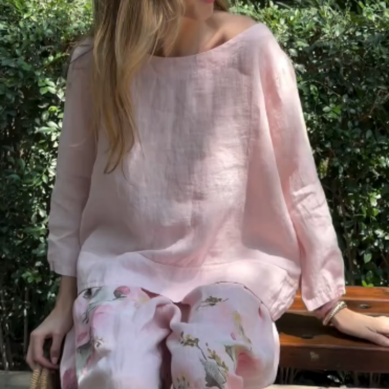 🌸Spring Specials💓Solid Tops & Floral Wide-Leg Pants (2-Piece Set)