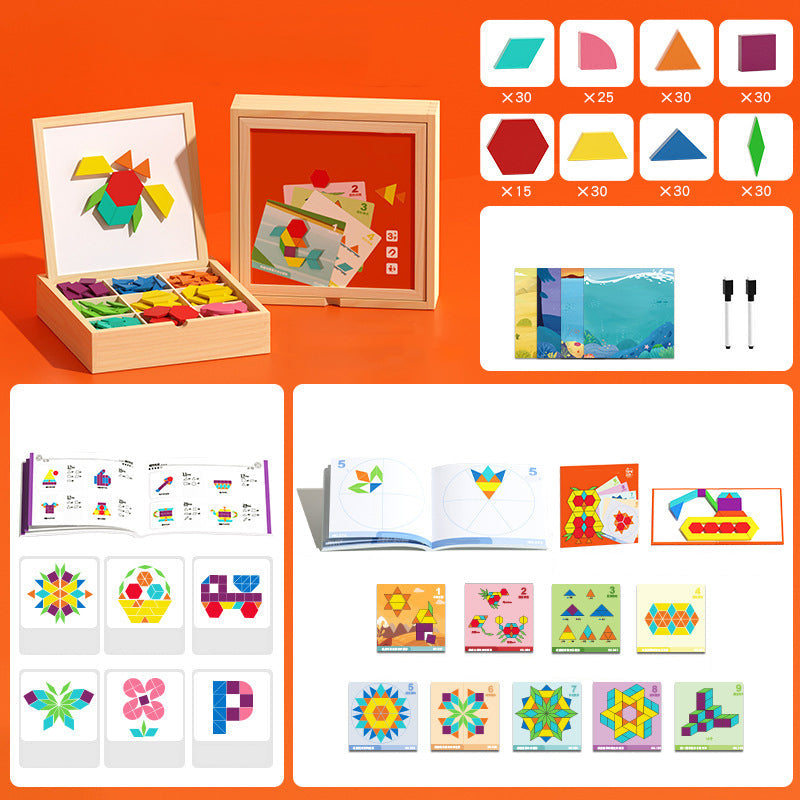 💥Wooden Magnetic Pattern Block Puzzle Set