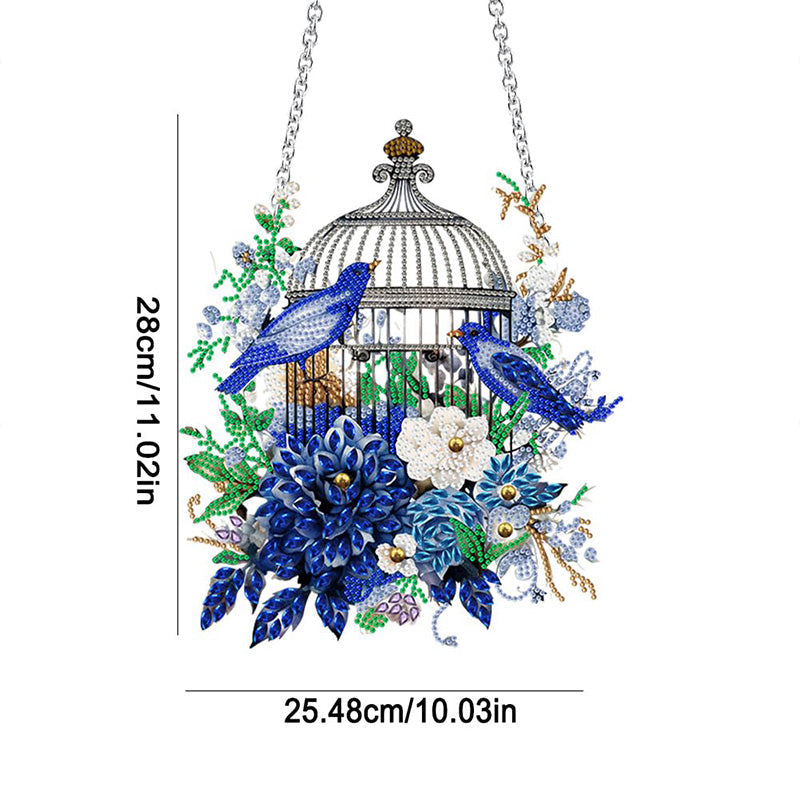 Flower Birdcage Special Shaped Full Rhinestone Art Hanging