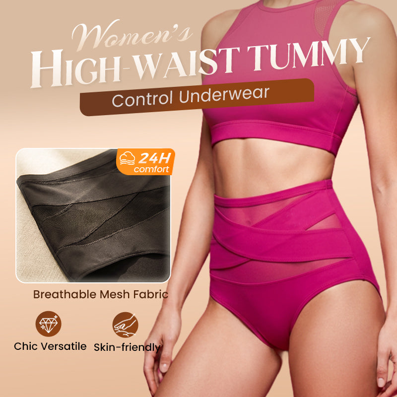 🌸Buy 1 Get 3 Packs✨Plus-Size High-Waist Cross Tummy Control Panties