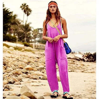 ❤️‍🔥Solid V-Neck Sling Pocket Jumpsuit