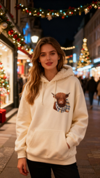 Cute Highland Cow Cozy Fleece-Lined Hooded Sweatshirt