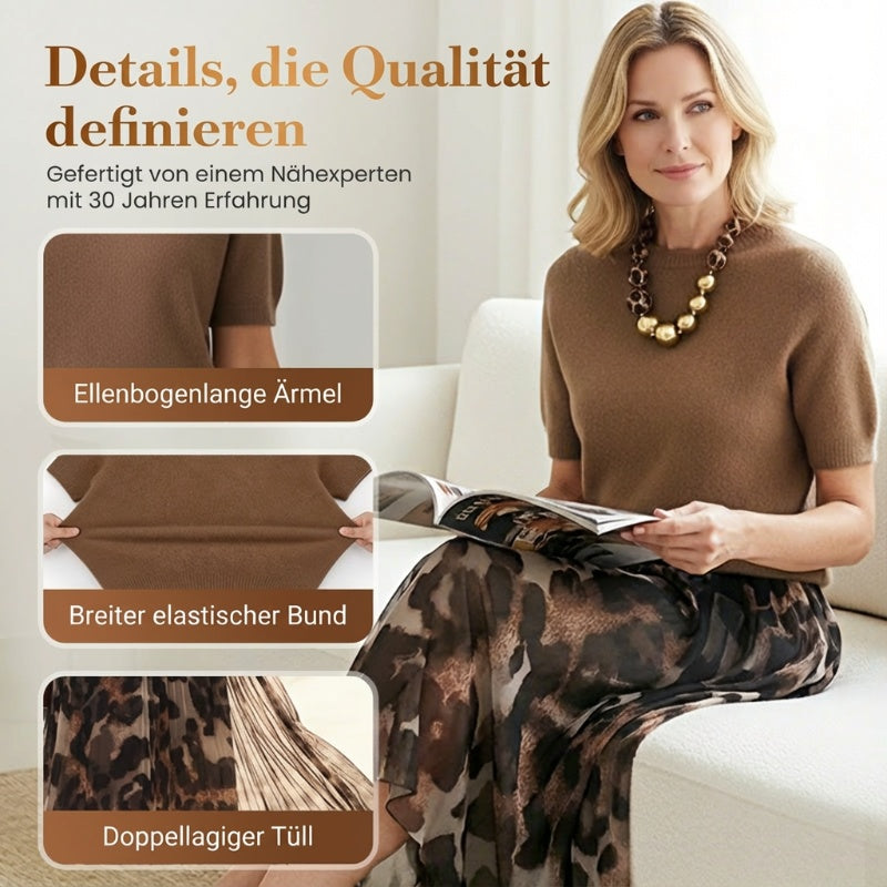 Women's Two-Piece Sweater & Leopard Flowy Skirt Set