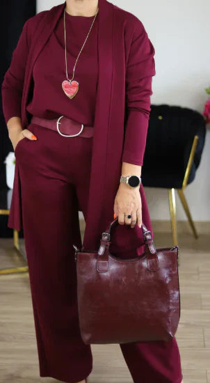 🔥 Elegant Longline Cardigan & Top & Pants 3-Pieces Set