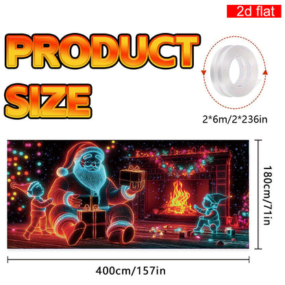 🎇🚪UV Activated Christmas Garage Door Cover Banner, Glows in Dark🔥🎉