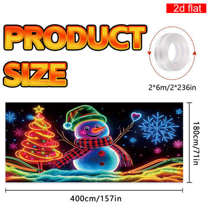 🎇🚪UV Activated Christmas Garage Door Cover Banner, Glows in Dark🔥🎉