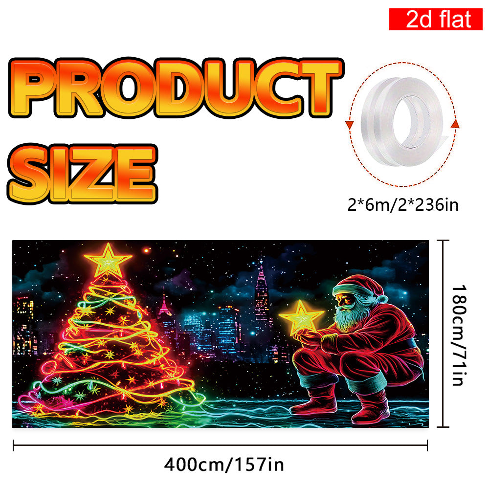 🎇🚪UV Activated Christmas Garage Door Cover Banner, Glows in Dark🔥🎉