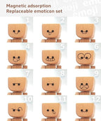 🔥Charming Little Swaying Wooden Figure & 12PCS Magnetic Expressions