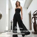 Strapless Crinkle Wide-Leg Jumpsuit