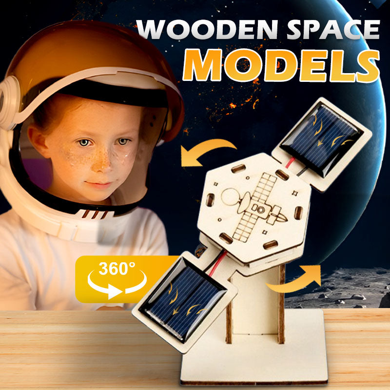 🚀DIY Solar-Powered Wooden Satellite Model Science Kit🌍