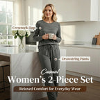 💐Women's Crew Neck Top & Drawstring Pants Set