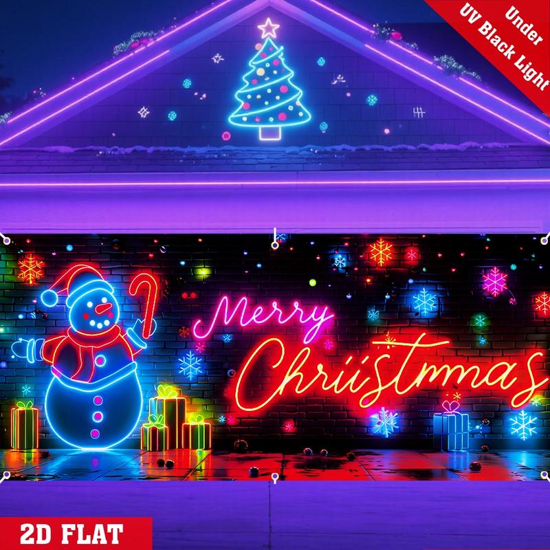 🎇🚪UV Activated Christmas Garage Door Cover Banner, Glows in Dark🔥🎉