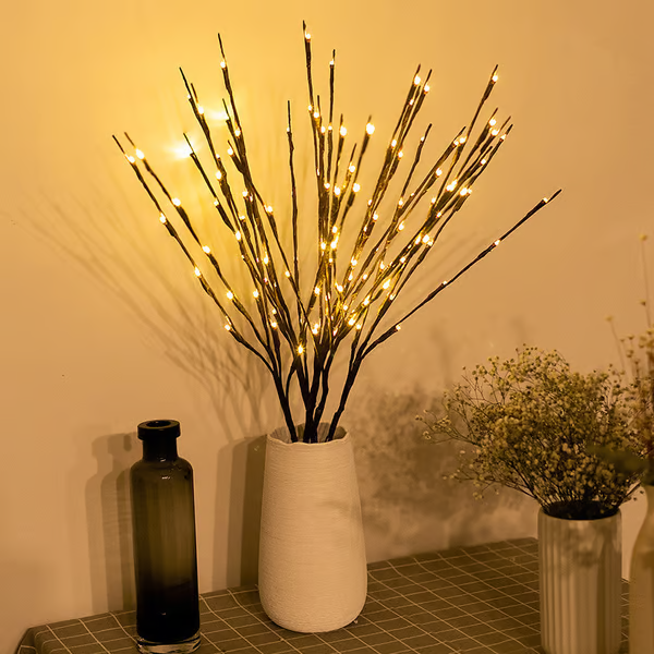 🎄 LED Willow Branch Lights Battery-Powered Twig Light