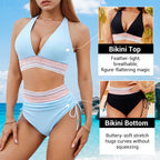 👙High Waisted Tummy Control Color Block Bikini Sets 2