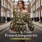 🔥 Bohemian Off-Shoulder Printed Jumpsuit Set