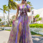 🌸Spring Specials💐 Multicolor Asymmetric Party Dress With Flower Details