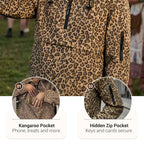 Leopard Print Hooded Pullover with Kangaroo Pocket