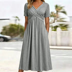 🍀Women’s V-Neck Short Sleeve Long Dresses
