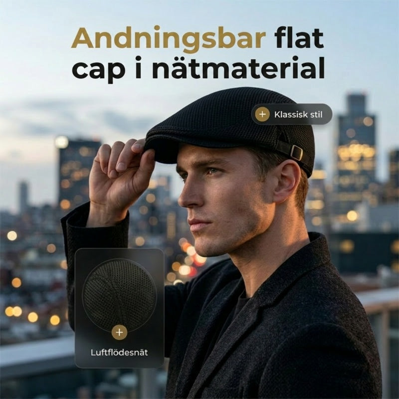 🧢Breathable Flat Cap with Adjustable Strap – Mesh Fabric, Classic Ivy Style & Built-in Sweatband – All-Day Comfort🌞