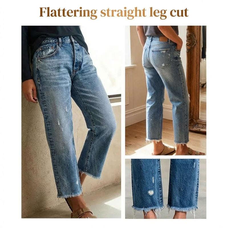 Women’s Retro Cropped Straight-Leg Jeans