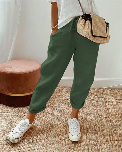 🦋 Ankle-Length Cotton Linen Pants – Breathable, elegant & kind to skin. High-waisted fit flatters every shape. A little treat for yourself or a thoughtful gift
