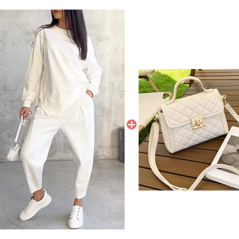 🔥Women's Irregular Hem Top & Casual Pants Set