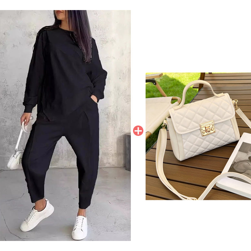 🔥Women's Irregular Hem Top & Casual Pants Set