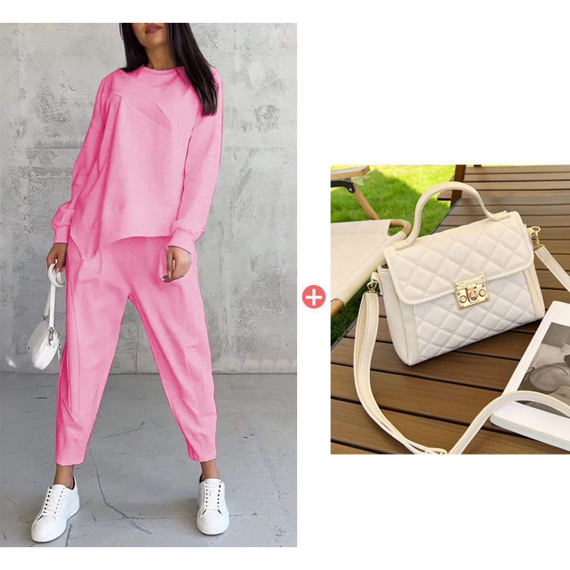 🔥Women's Irregular Hem Top & Casual Pants Set
