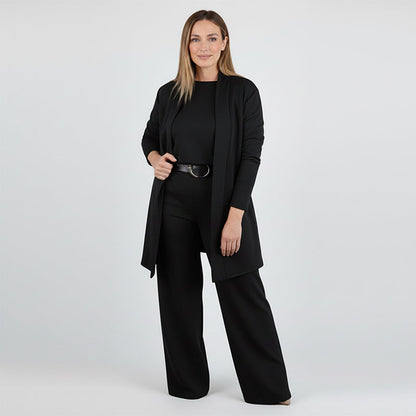 Elegant 3-piece Set Including Long Cardigan, Top And Pants💞