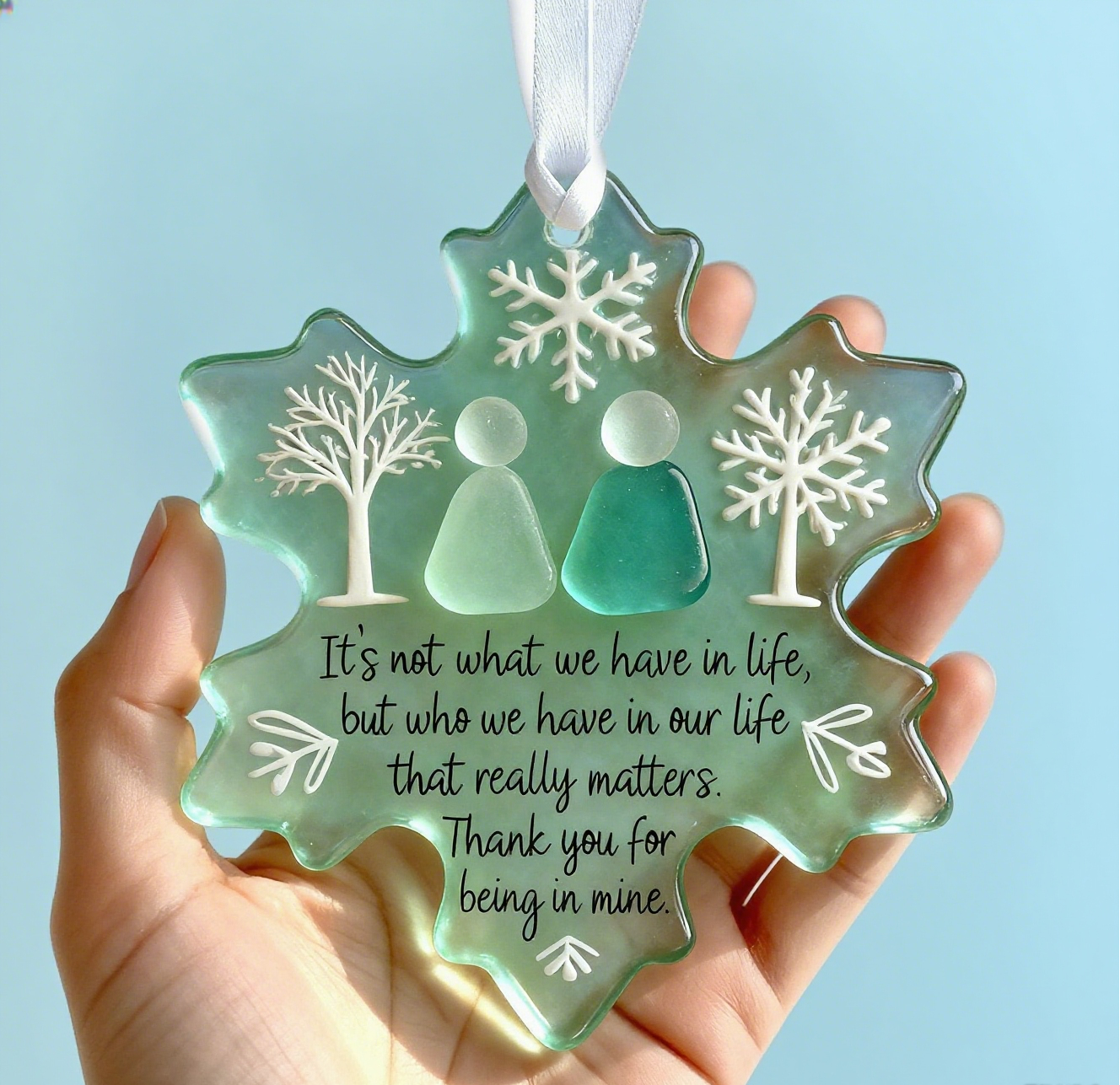 🌊Snowflake-Shaped Sea Glass Friendship Decor❄✨ Shaped by Nature & Crafted by Hand!