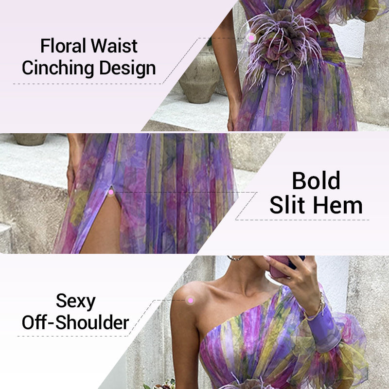 🌸Spring Specials💐 Multicolor Asymmetric Party Dress With Flower Details
