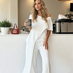 🌷Solid Color Off-Shoulder Top & Pants Set👗