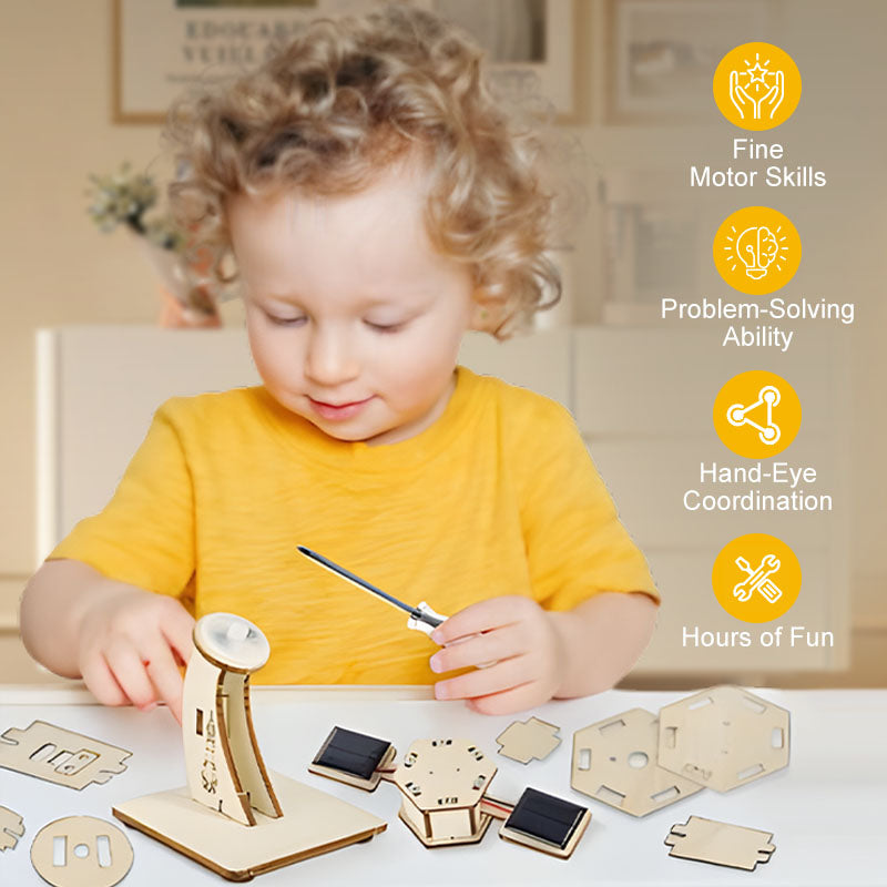 🚀DIY Solar-Powered Wooden Satellite Model Science Kit🌍