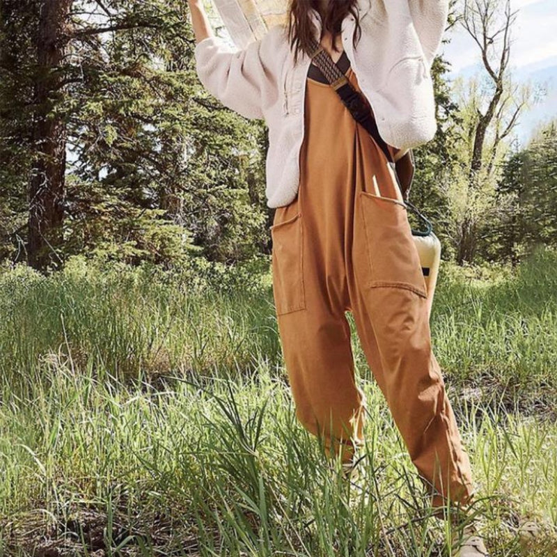 ❤️‍🔥Solid V-Neck Sling Pocket Jumpsuit