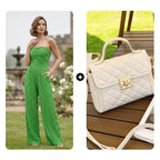 Strapless Crinkle Wide-Leg Jumpsuit