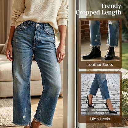 Women’s Retro Cropped Straight-Leg Jeans