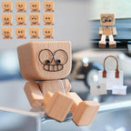 🔥Charming Little Swaying Wooden Figure & 12PCS Magnetic Expressions