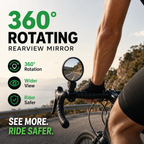 360° Rotating Rearview Mirror – Clear view behind, no more neck twisting. Fits bikes, e‑bikes & motorcycles. Tool‑free silicone strap!