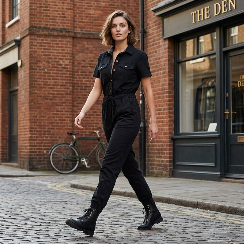 🥳 HOT SALE🥳💞50K+ SOLD!Women's Short Sleeve Button-Front Jumpsuit