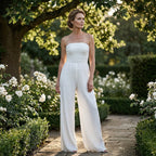 Strapless Crinkle Wide-Leg Jumpsuit