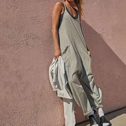❤️‍🔥Solid V-Neck Sling Pocket Jumpsuit