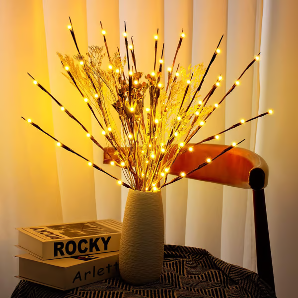 🎄 LED Willow Branch Lights Battery-Powered Twig Light