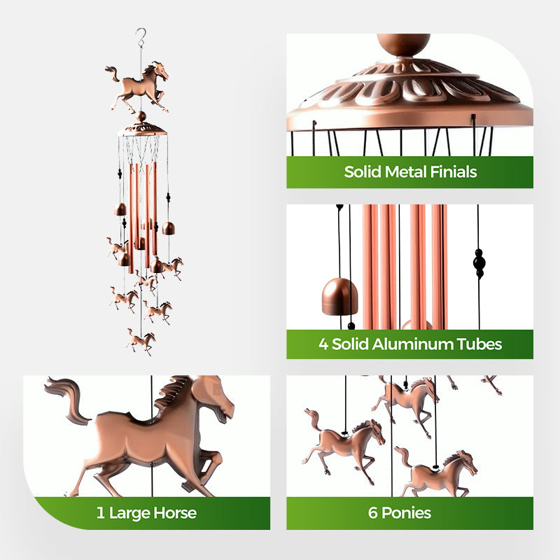 Pure Hand-made Copper Horse Wind Chimes