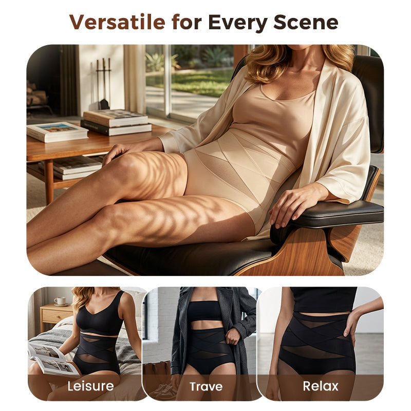 🌸Buy 1 Get 3 Packs✨Plus-Size High-Waist Cross Tummy Control Panties