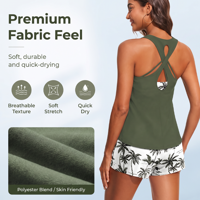 ✨Women's 3-Piece Swimsuit Tankini Set with Shorts